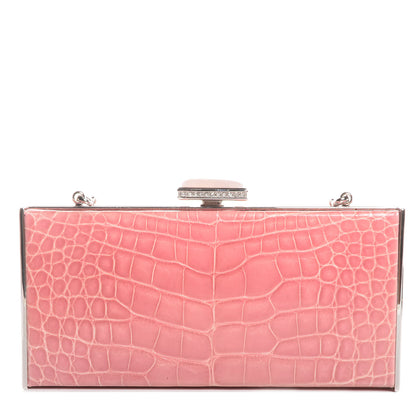 Judith Leiber Crocodile Austrian Crystal Box Clutch Peony 1 of 7