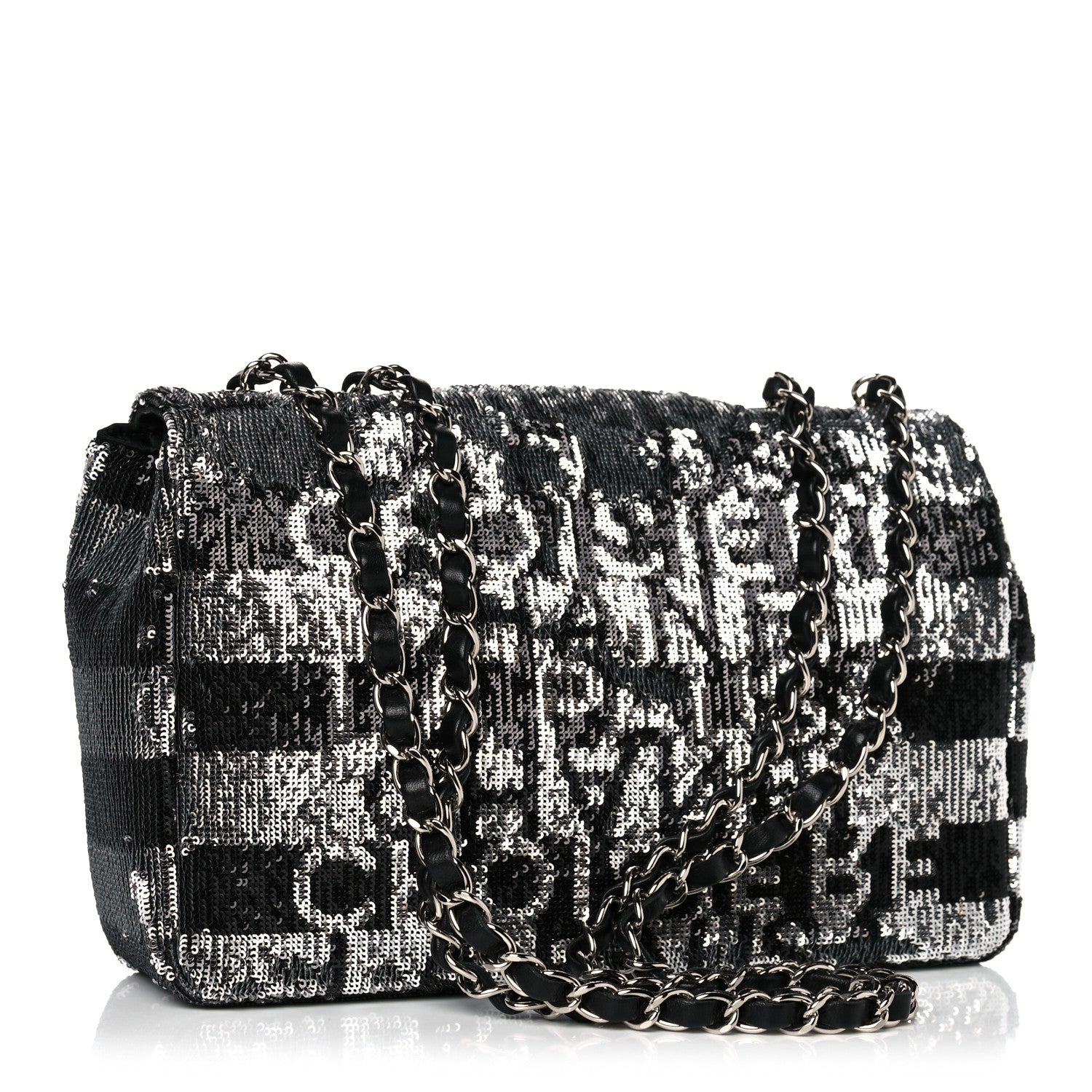 Chanel Sequin La Pausa Medium Single Flap Silver Black 3 of 12