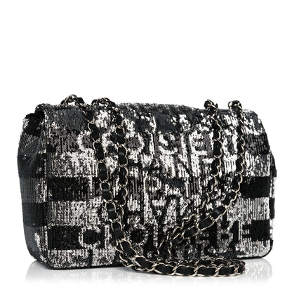 Chanel Sequin La Pausa Medium Single Flap Silver Black 3 of 12