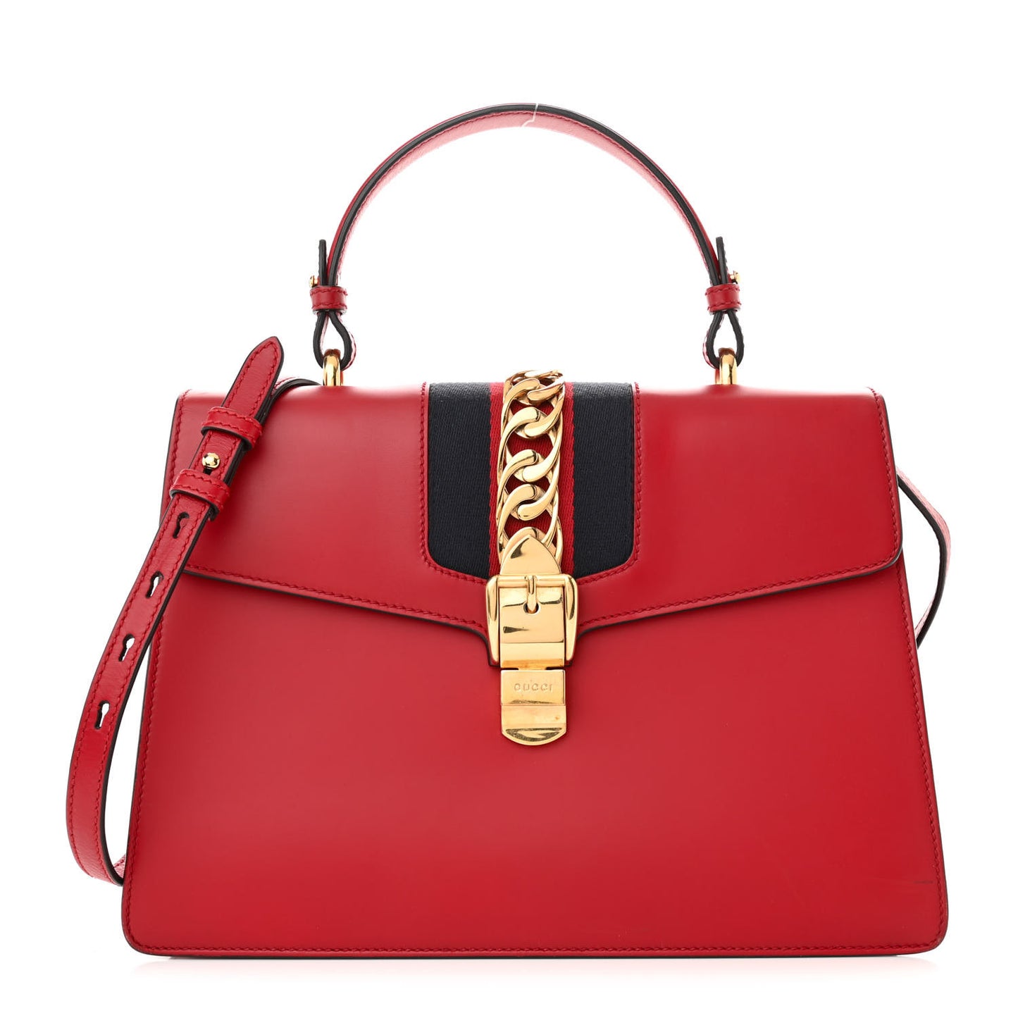 Calfskin Medium Sylvie Top Handle Bag Hibiscus Red
