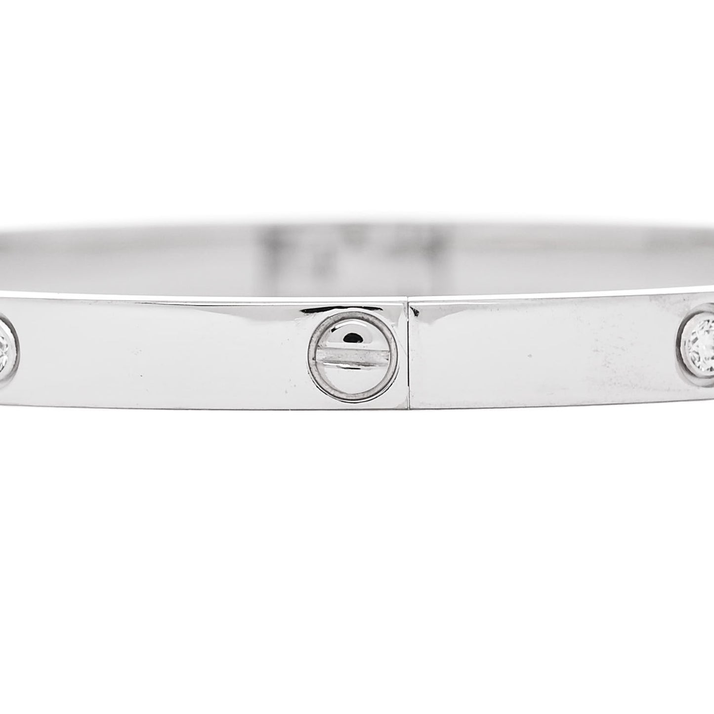 18K White Gold 6 Diamond Small LOVE Bracelet 15