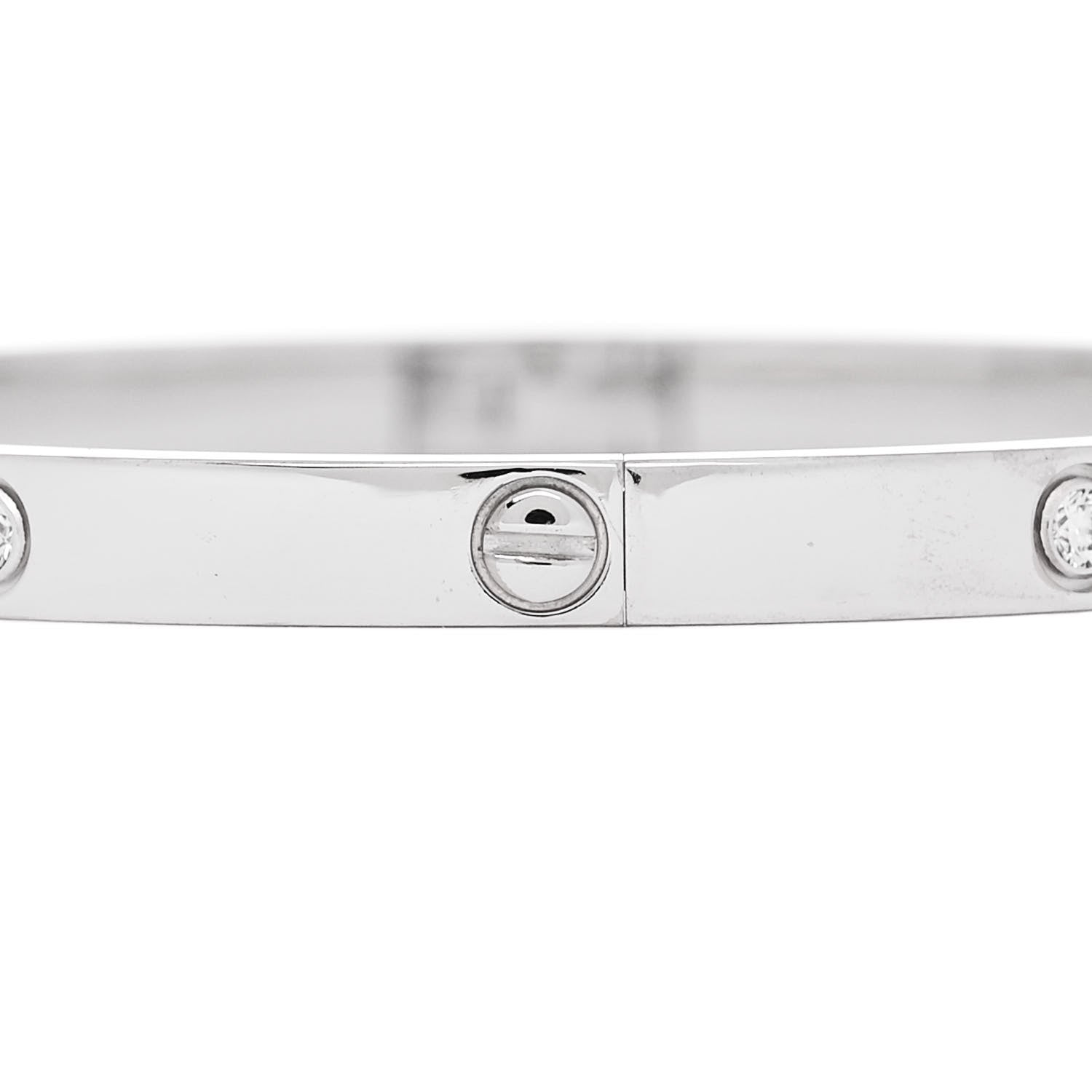 Cartier 18K White Gold 6 Diamond Small LOVE Bracelet 15 4 of 8
