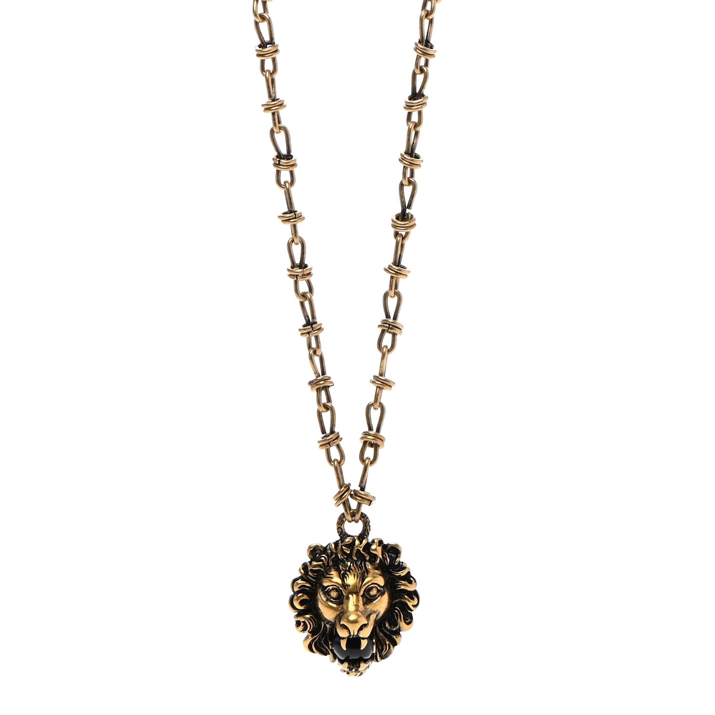 Metal Lion Head Necklace Gold