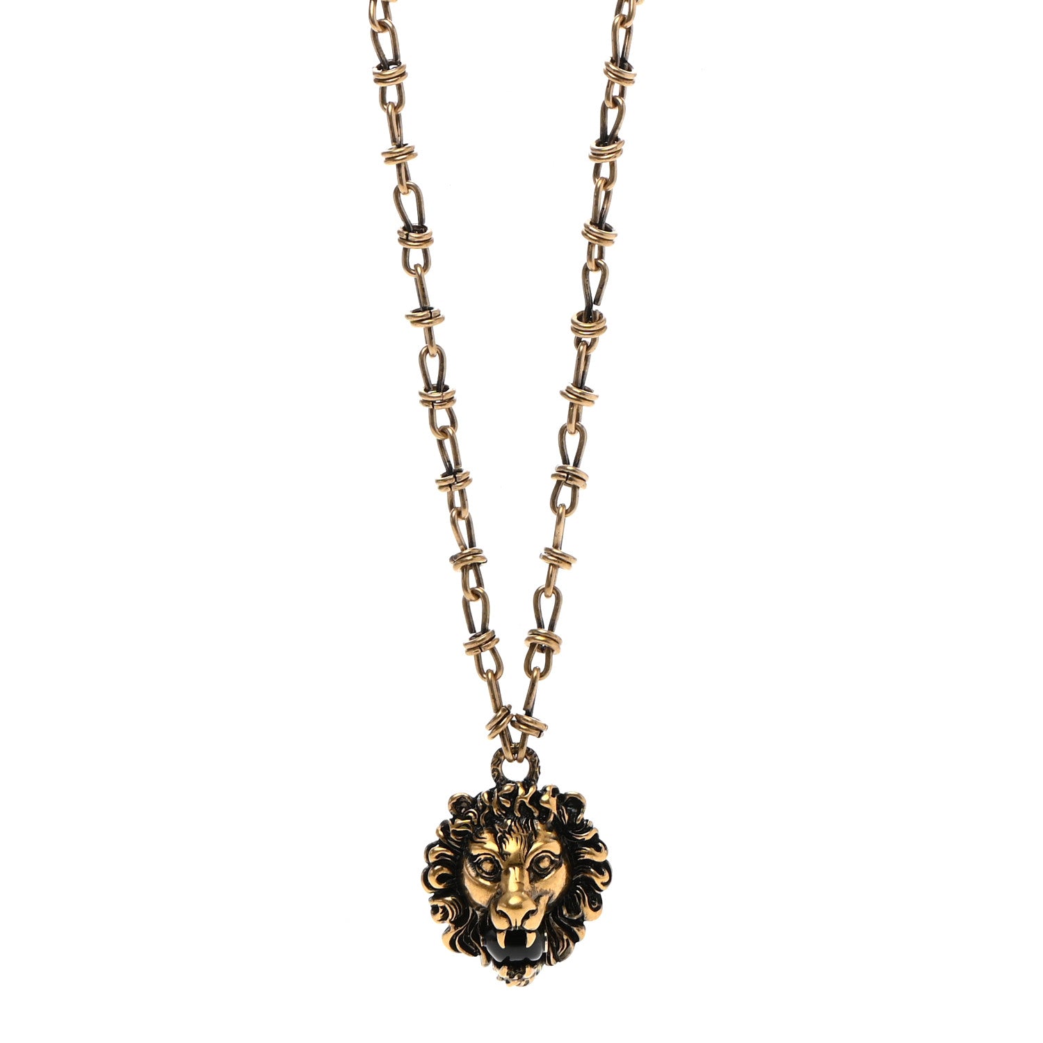Gucci Metal Lion Head Necklace Gold 1 of 6