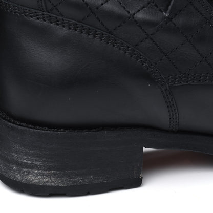 Chanel Calfskin Quilted Lace Up Combat Boots 40 Black 10 of 11