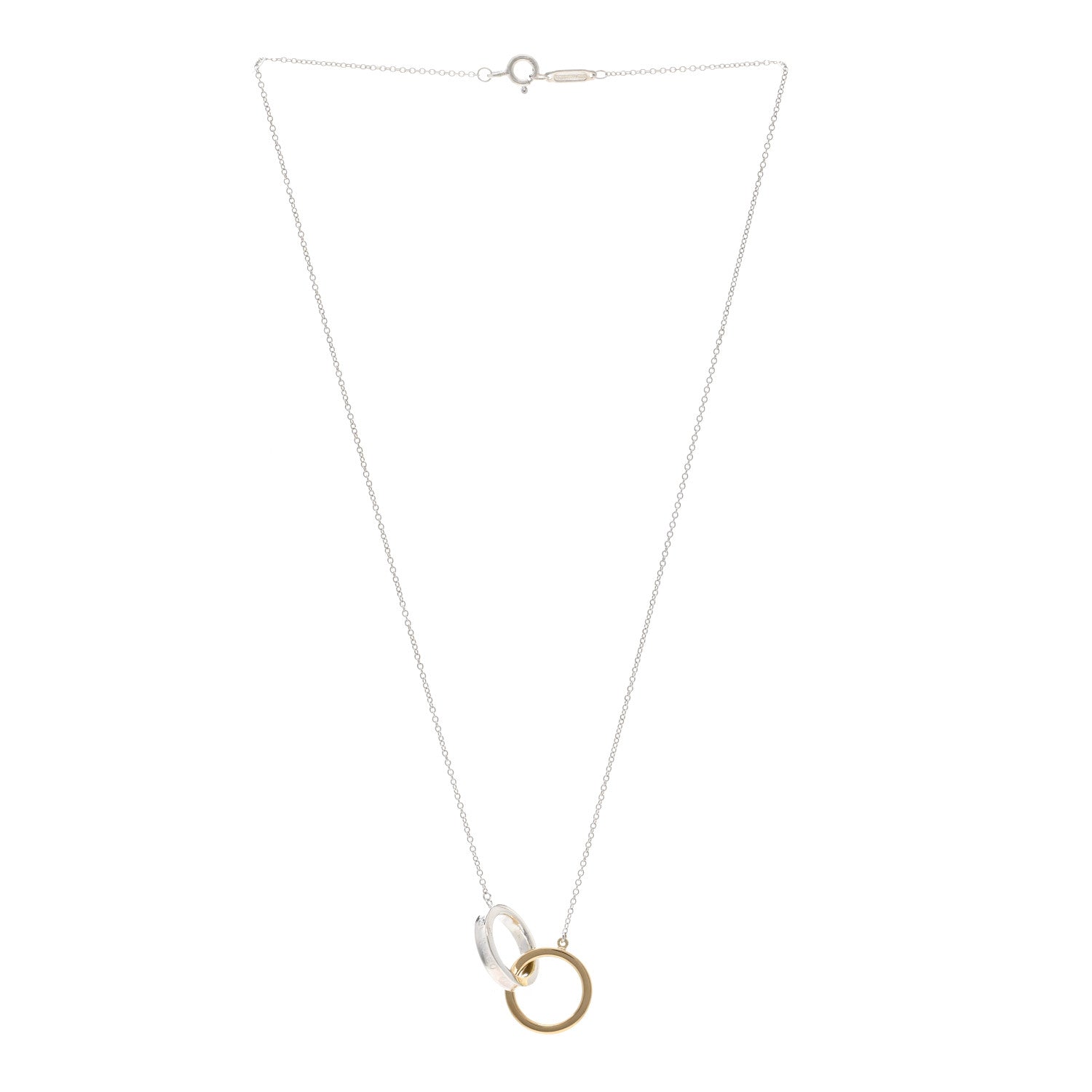 Tiffany Sterling Silver 18K Yellow Gold 1837 Interlocking Circles Pendant Necklace 3 of 4