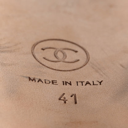 Chanel Kid Suede Metallic Lambskin Cap Toe CC Slingback Pumps 41 Black Silver 6 of 6