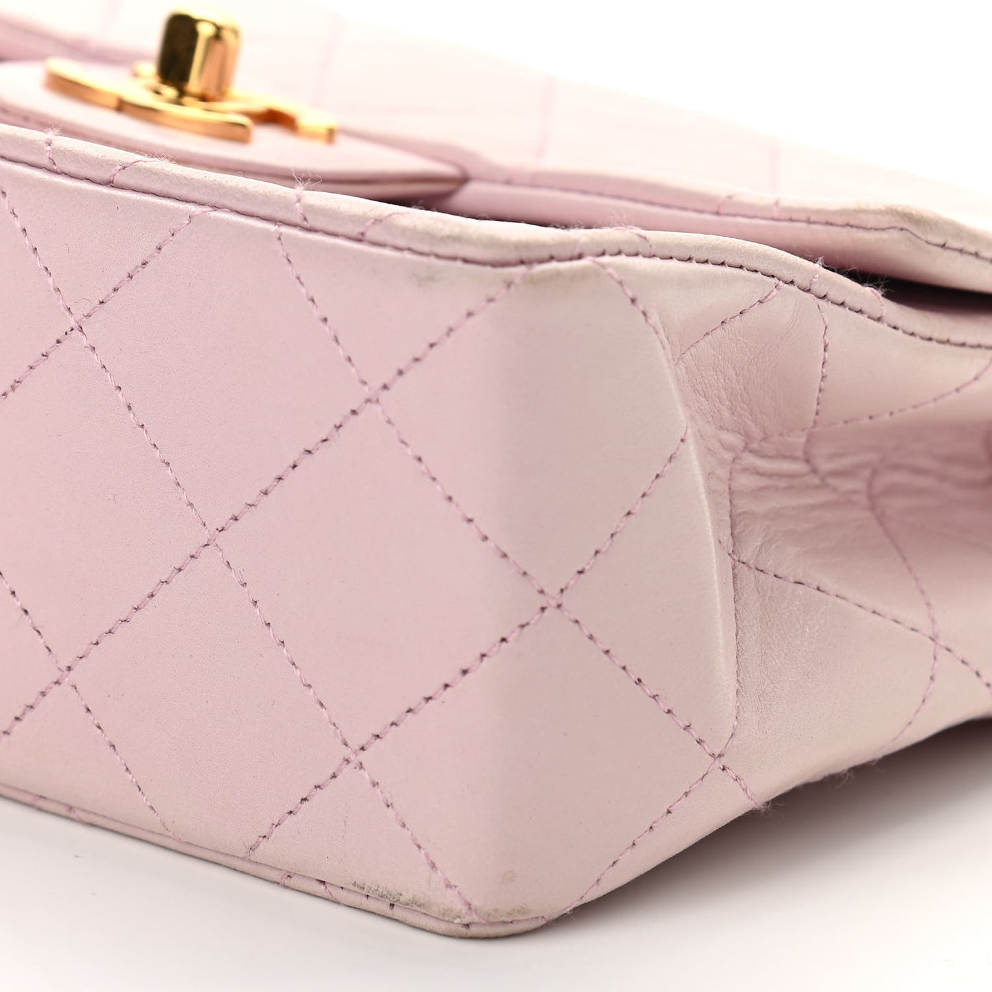 Lambskin Quilted Mini Square Flap Bag Light Pink