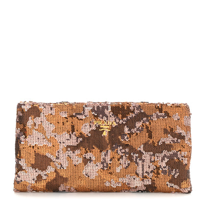 Prada Sequin Camouflage Pochette Clutch Bronze Multicolor 1 of 7