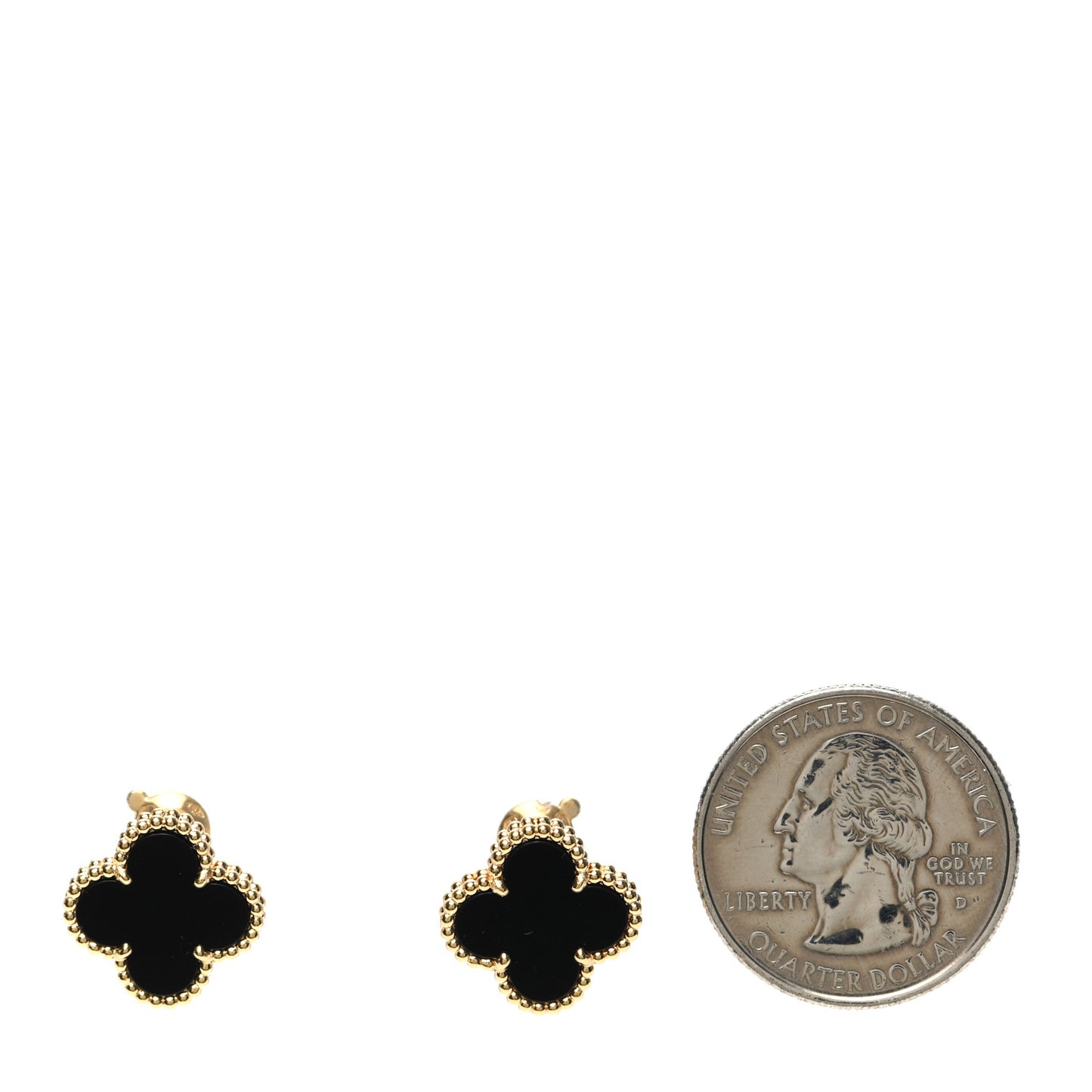18K Yellow Gold Black Onyx Vintage Alhambra Earrings