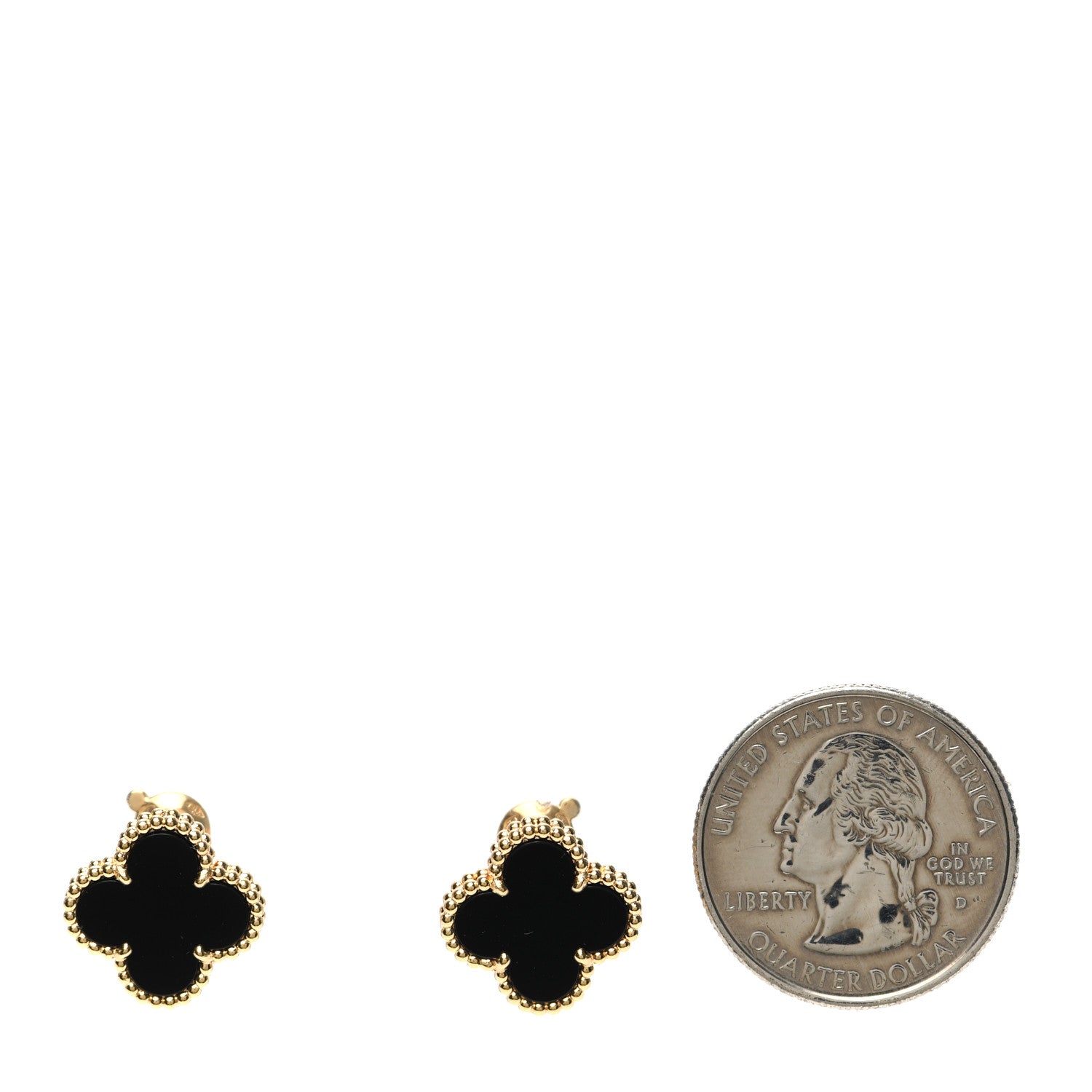 Van Cleef & Arpels 18K Yellow Gold Black Onyx Vintage Alhambra Earrings 2 of 5