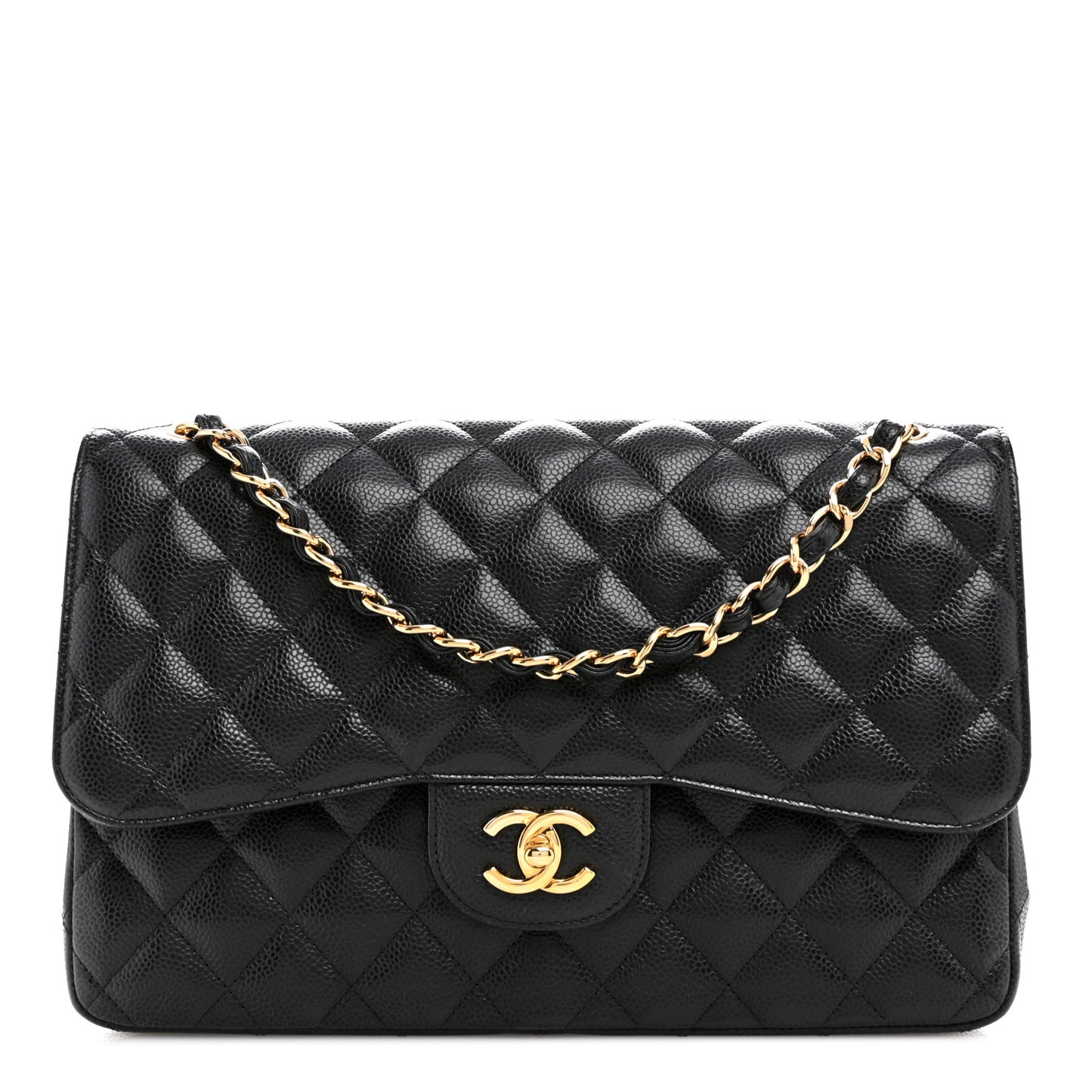 Caviar Quilted Jumbo Double Flap Black