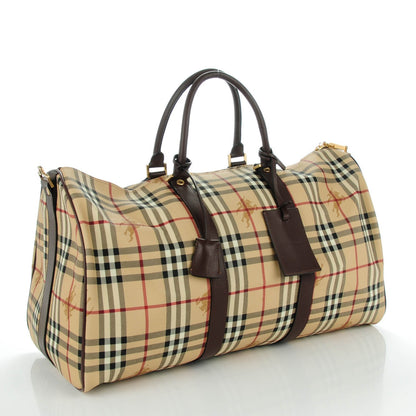Burberry Haymarket Check Duffle Bag Dark Brown 3 of 7