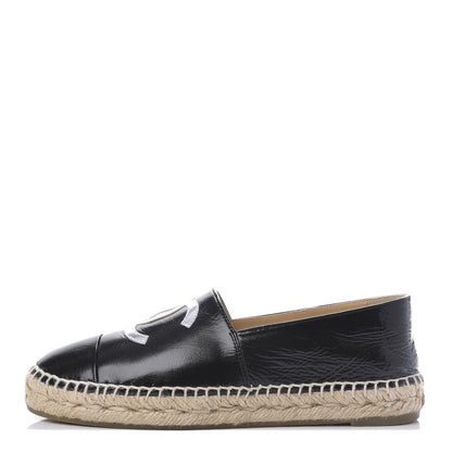 Chanel Lambskin CC Espadrilles 37 Black SIlver 1 of 10