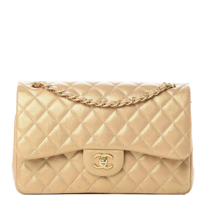 Chanel Pearly Caviar Quilted Jumbo Double Flap Gold 1 of 18