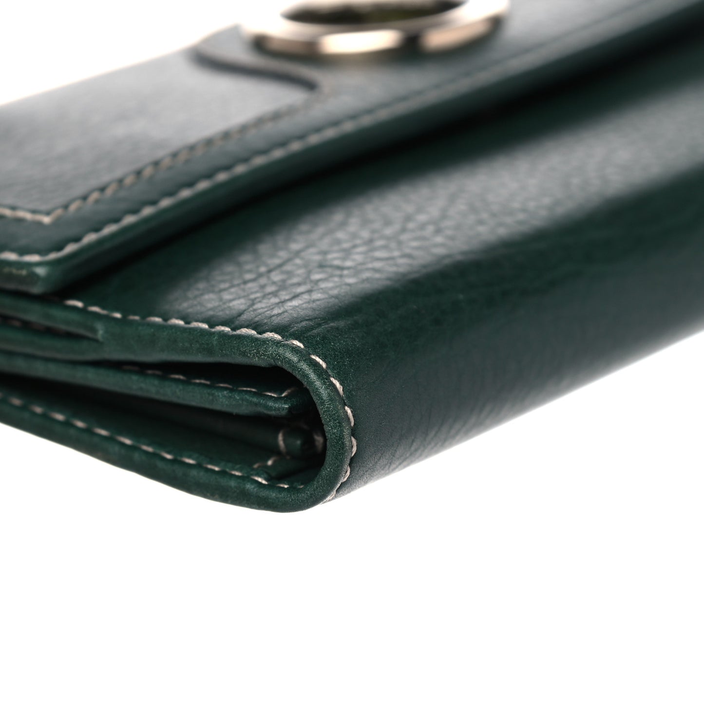 Calfskin Crest Continental Flap Wallet Green