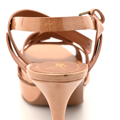 Saint Laurent Patent Calfskin Tribute 75 Platform Sandals 36.5 Light Clay 13 of 14