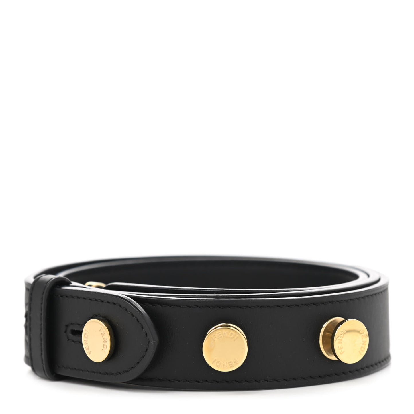 Vitello Century Opaco Flat Studded Strap You Black