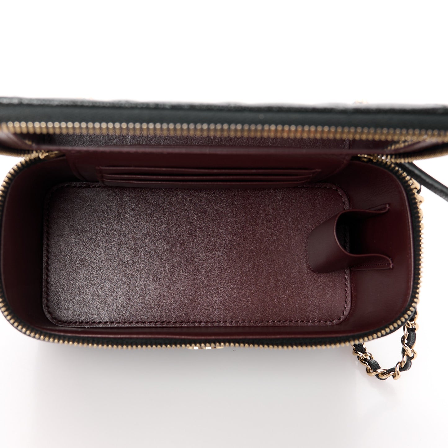 Caviar Quilted Small Vanity Case With Chain Black