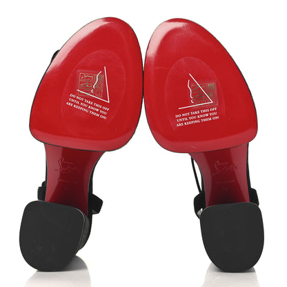 Christian Louboutin Velvet Kid Resille Deia Frou Alta Sandals 38 Black 6 of 8