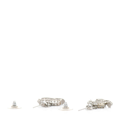 Chanel Baguette Crystal CC Drop Earrings Silver 3 of 6