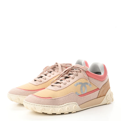 Chanel Nylon Calfskin Suede Womens CC Sneakers 40.5 Beige Pink 3 of 8