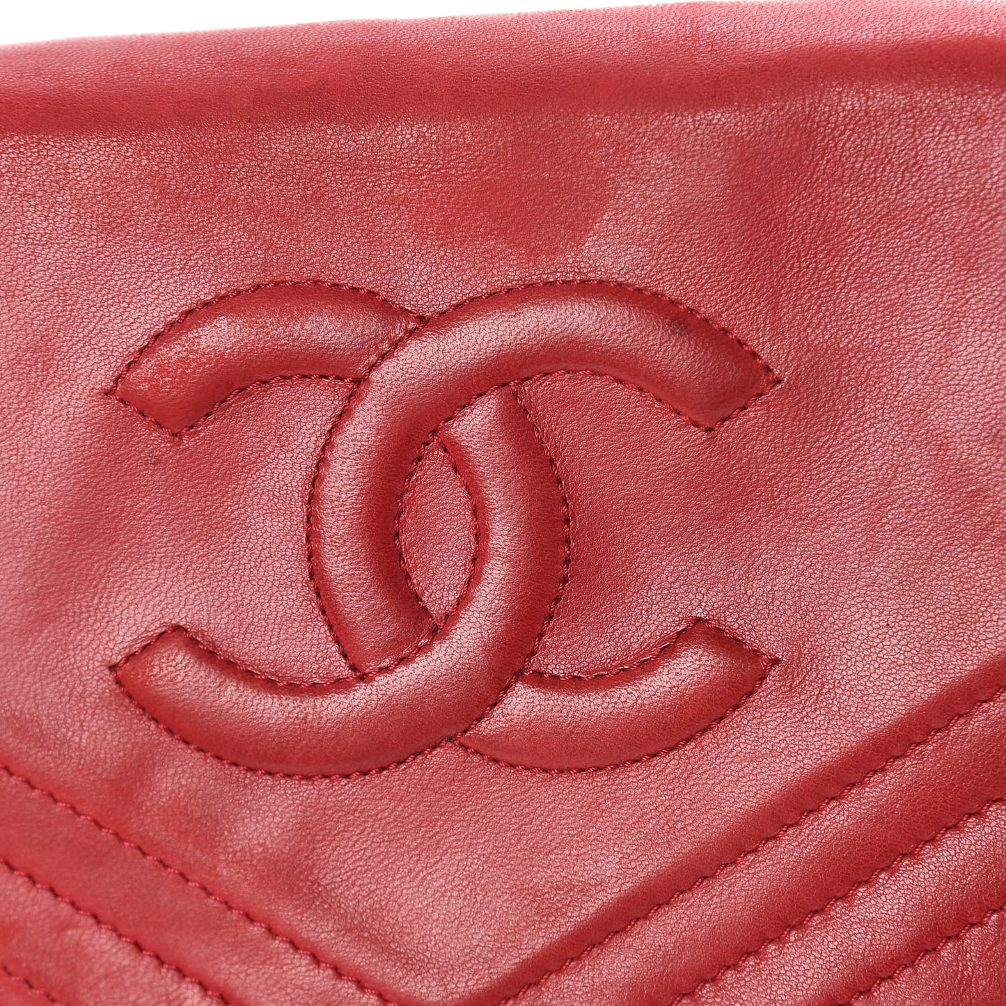 Lambskin CC Envelope Single Flap Red