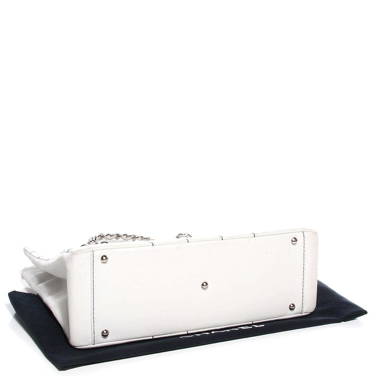 Chanel Lambskin Contrast Stitched Shopping Tote White 4 of 7