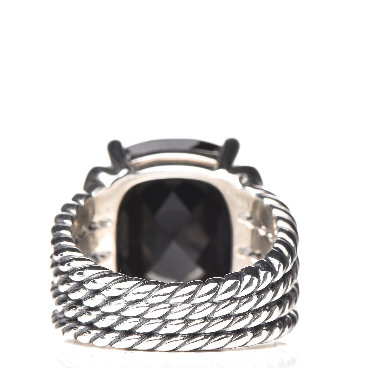 David Yurman Sterling Silver Diamond Black Onyx 16mm Wheaton Ring 52 6 4 of 6