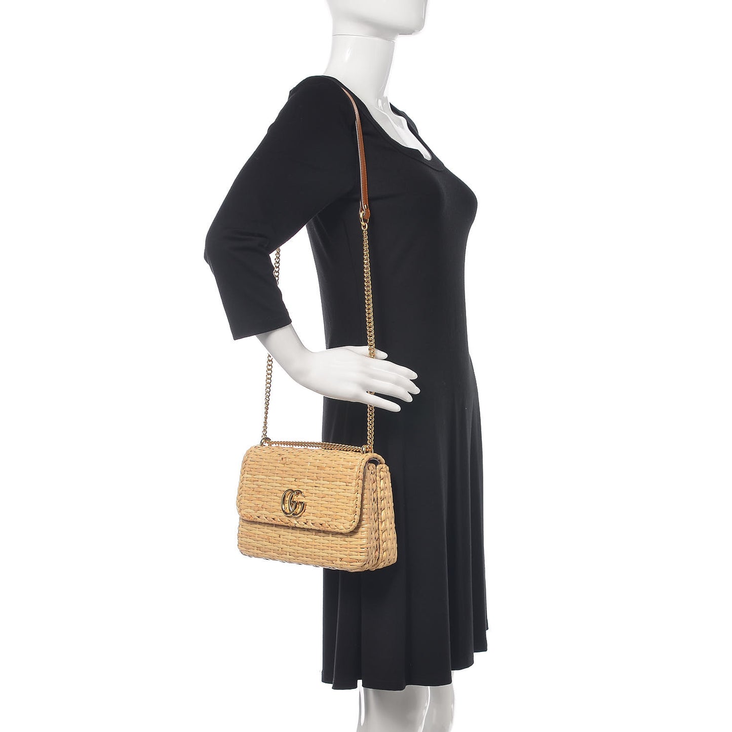 Glazed Wicker Small Cestino Shoulder Bag Natural