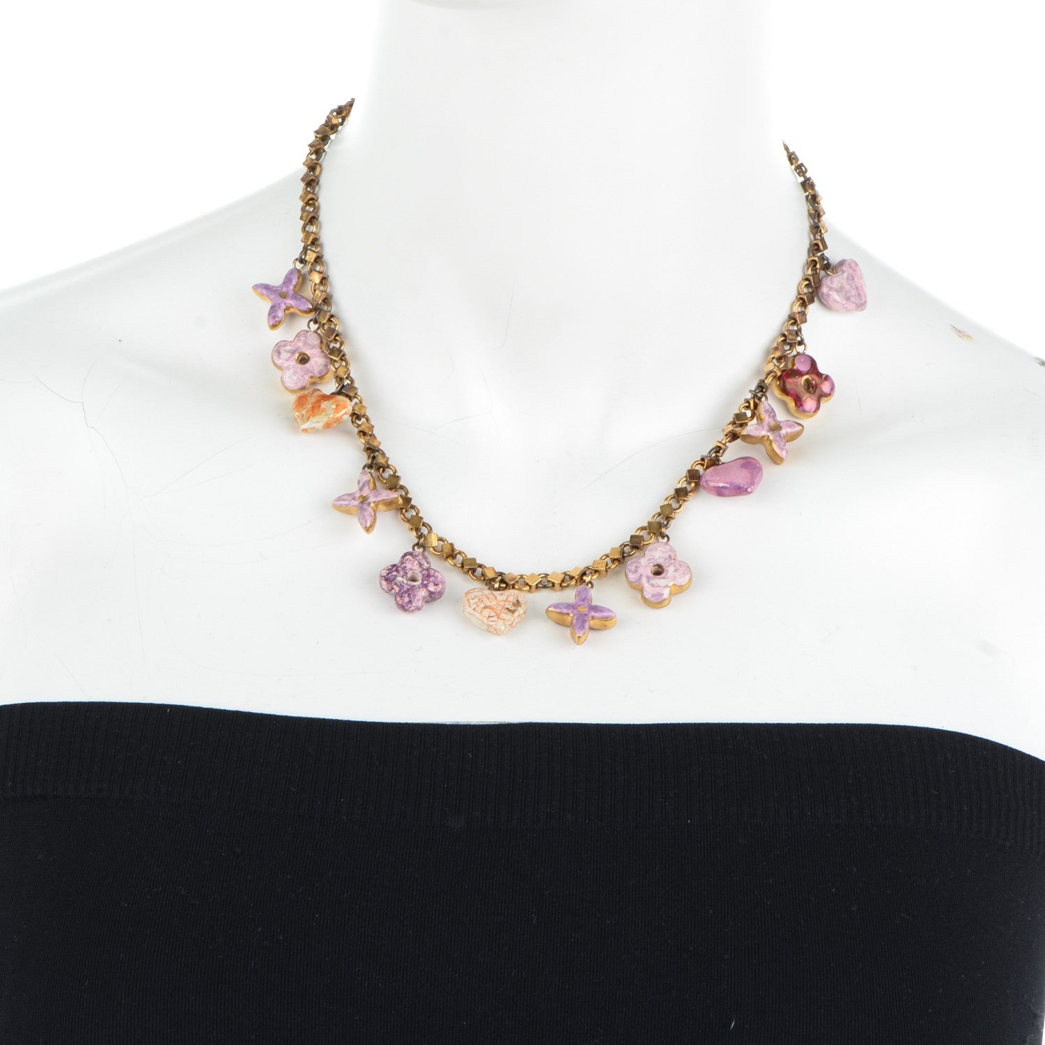 Louis Vuitton Ceramic Watercolor Baroque Charms Necklace Brass Multicolor 2 of 5