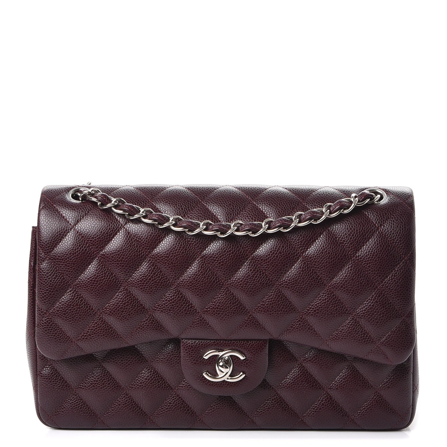 Chanel Caviar Quilted Jumbo Double Flap Burgundy 1 of 8