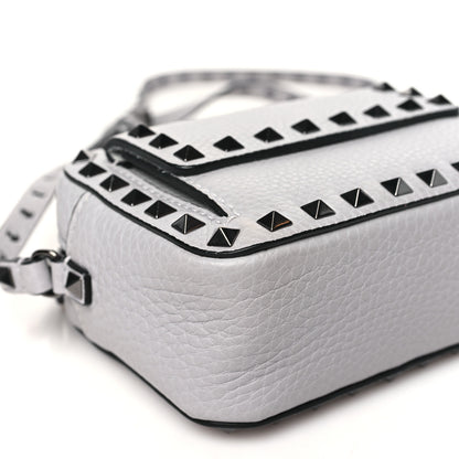 Valentino Garavani Grained Calfskin Small Rockstud Flap Pocket Camera Crossbody Bag Pastel Grey 8 of 10