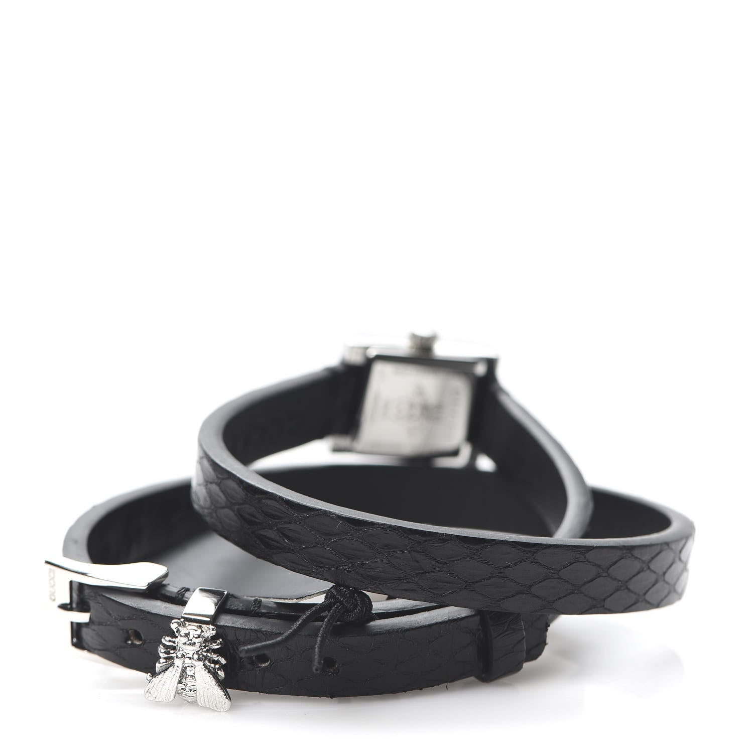 Gucci Stainless Steel Lizard 14mm G-Frame Square Double Wrap Quartz Watch Black 4 of 6