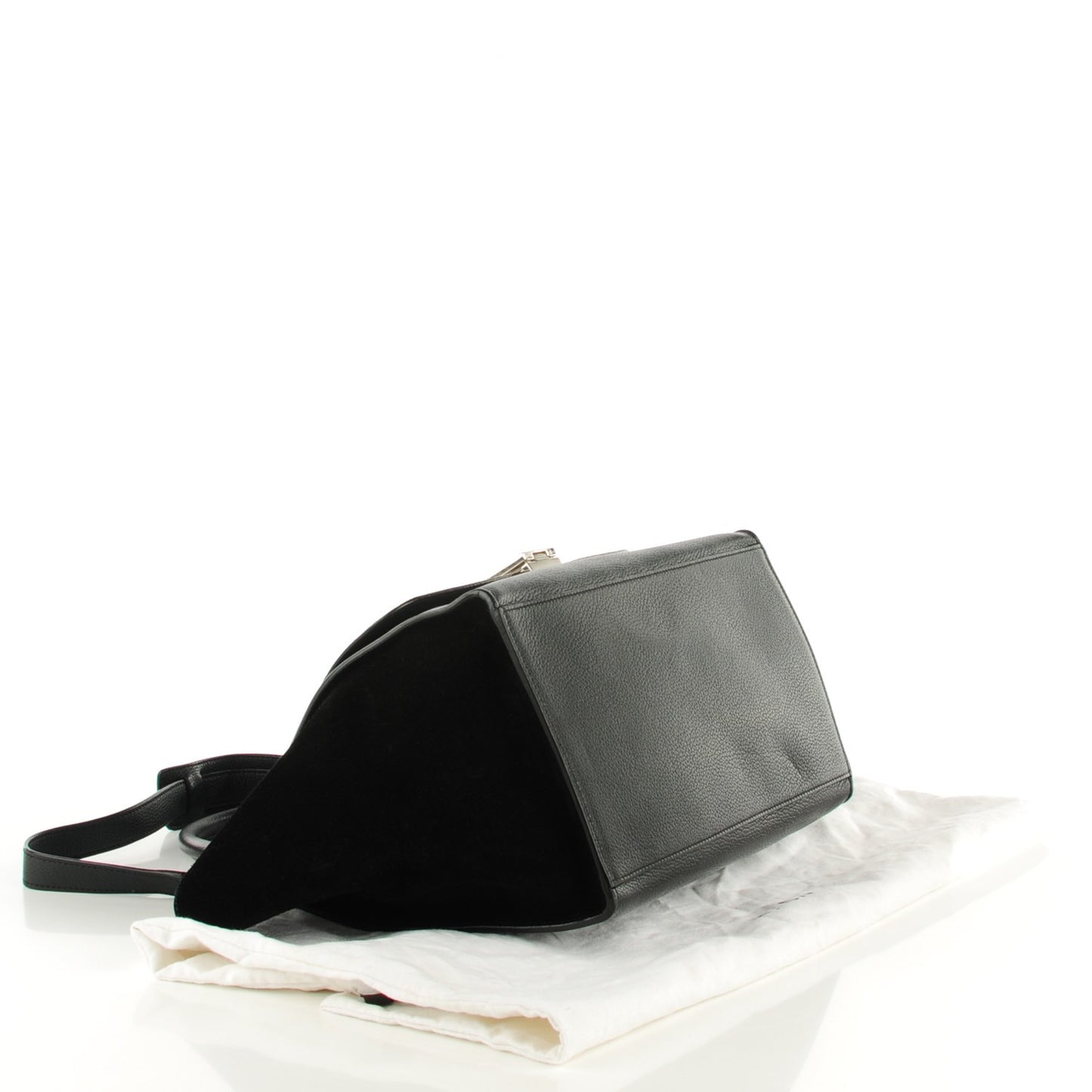 Drummed Calfskin Suede Medium Trapeze Black