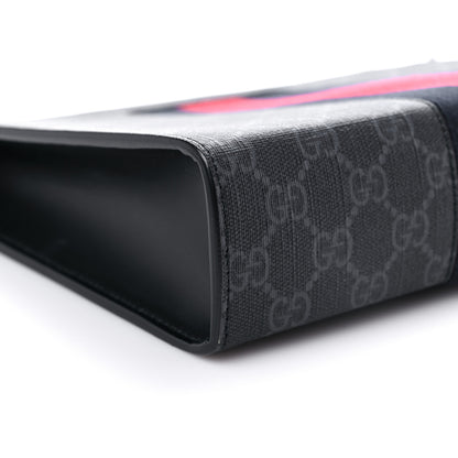 Gucci GG Supreme Monogram Selleria Calfskin Web New Web Cosmetic Case Black 8 of 11