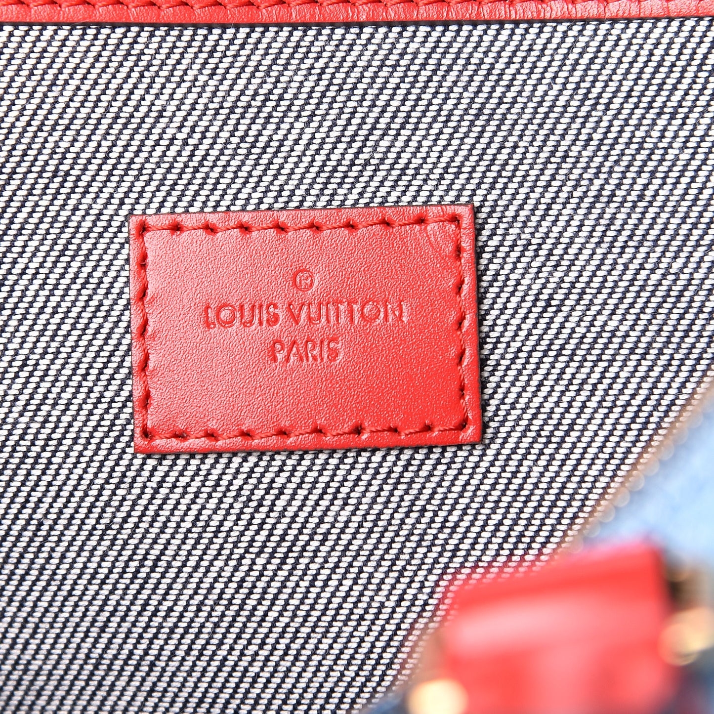 Denim Damier Monogram Patchwork Speedy Bandouliere 30 Blue Rouge
