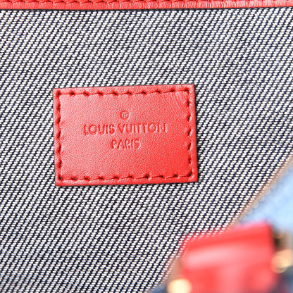 Louis Vuitton Denim Damier Monogram Patchwork Speedy Bandouliere 30 Blue Rouge 6 of 10