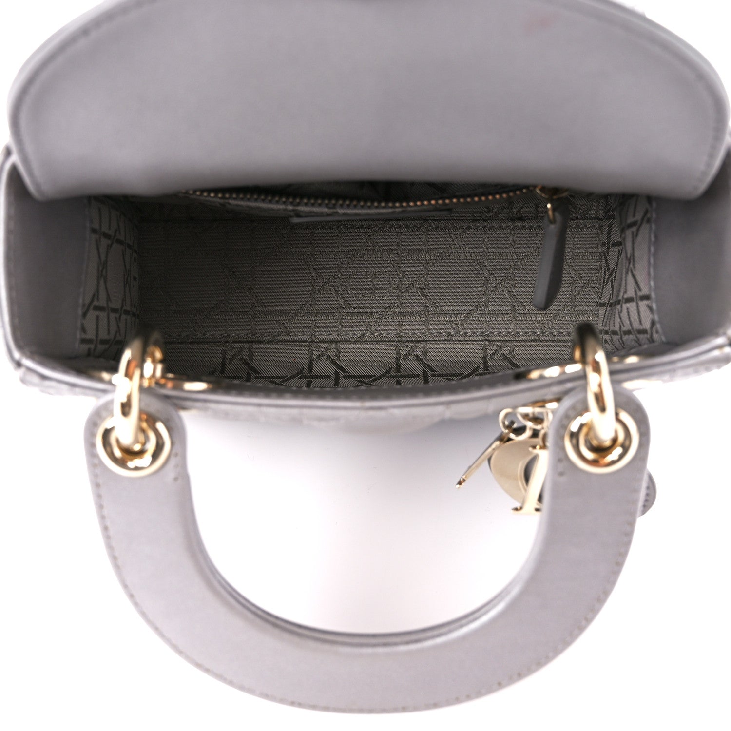 Christian Dior Metallic Lambskin Cannage Mini Lady Dior Grey 5 of 12