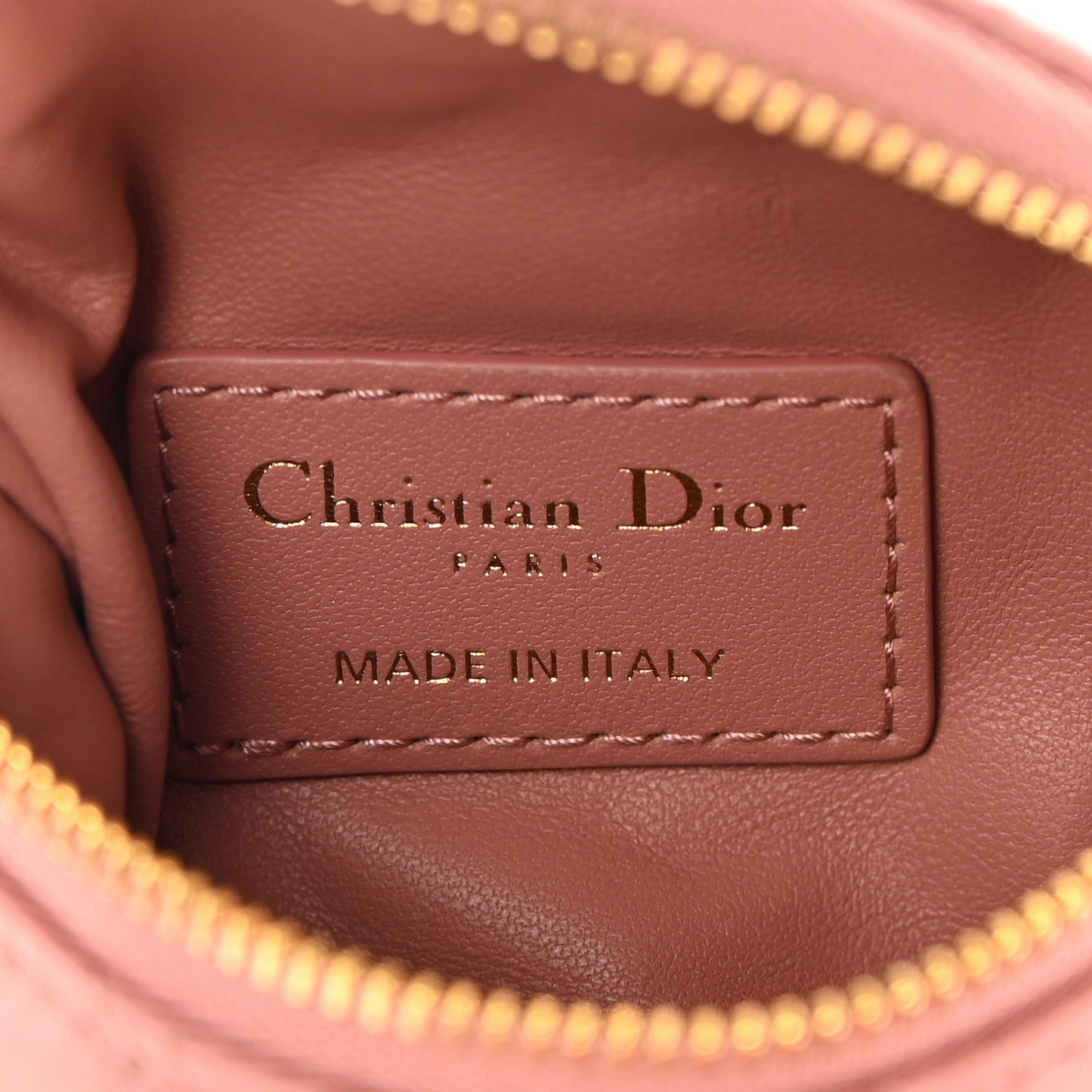 Supple Calfskin Cannage Caro Half-Moon Coin Purse Dark Nude