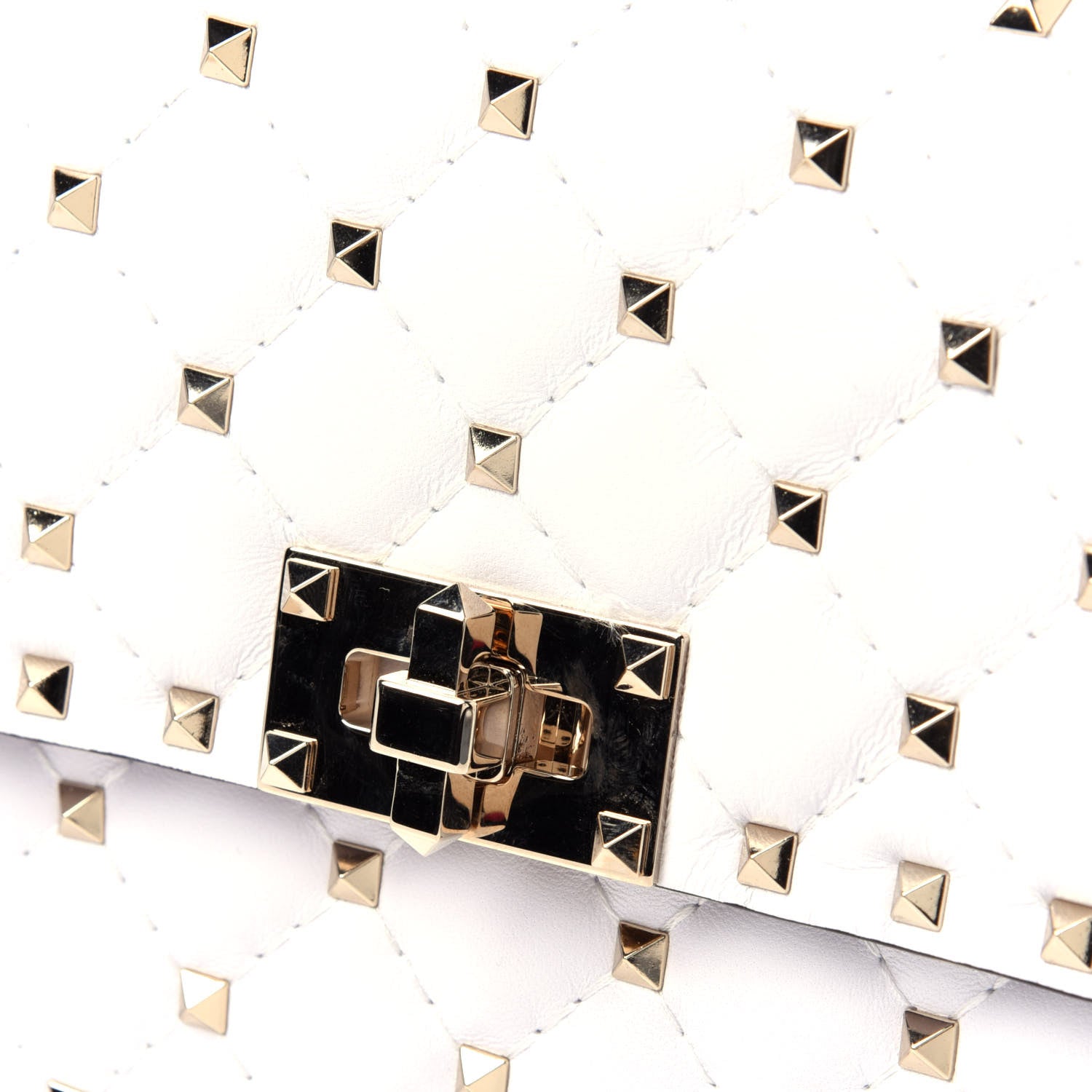 Valentino Garavani Lambskin Rockstud Spike Wallet on Chain White 9 of 11