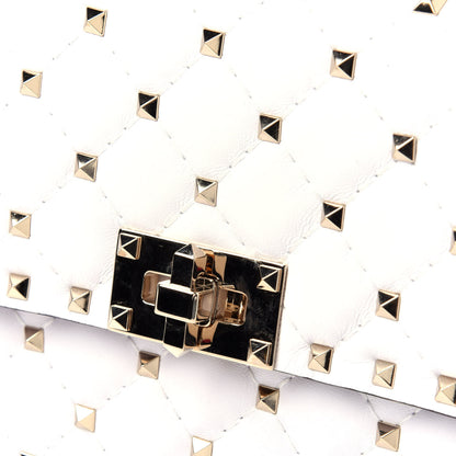 Valentino Garavani Lambskin Rockstud Spike Wallet on Chain White 9 of 11