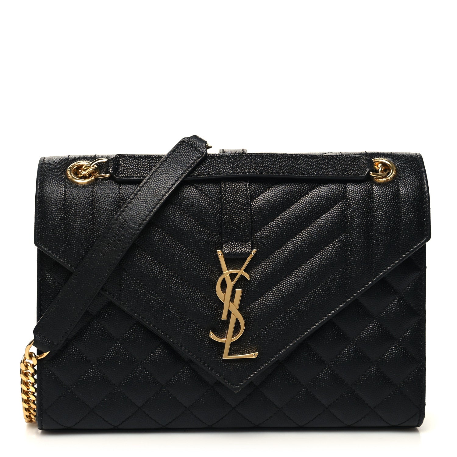 Saint Laurent Grain De Poudre Textured Mixed Matelasse Triquilt Medium Monogram Satchel Black 1 of 10
