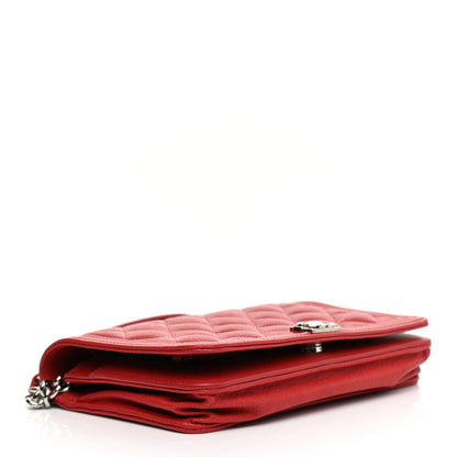 Chanel Caviar Quilted Boy Wallet On Chain WOC Red 6 of 23