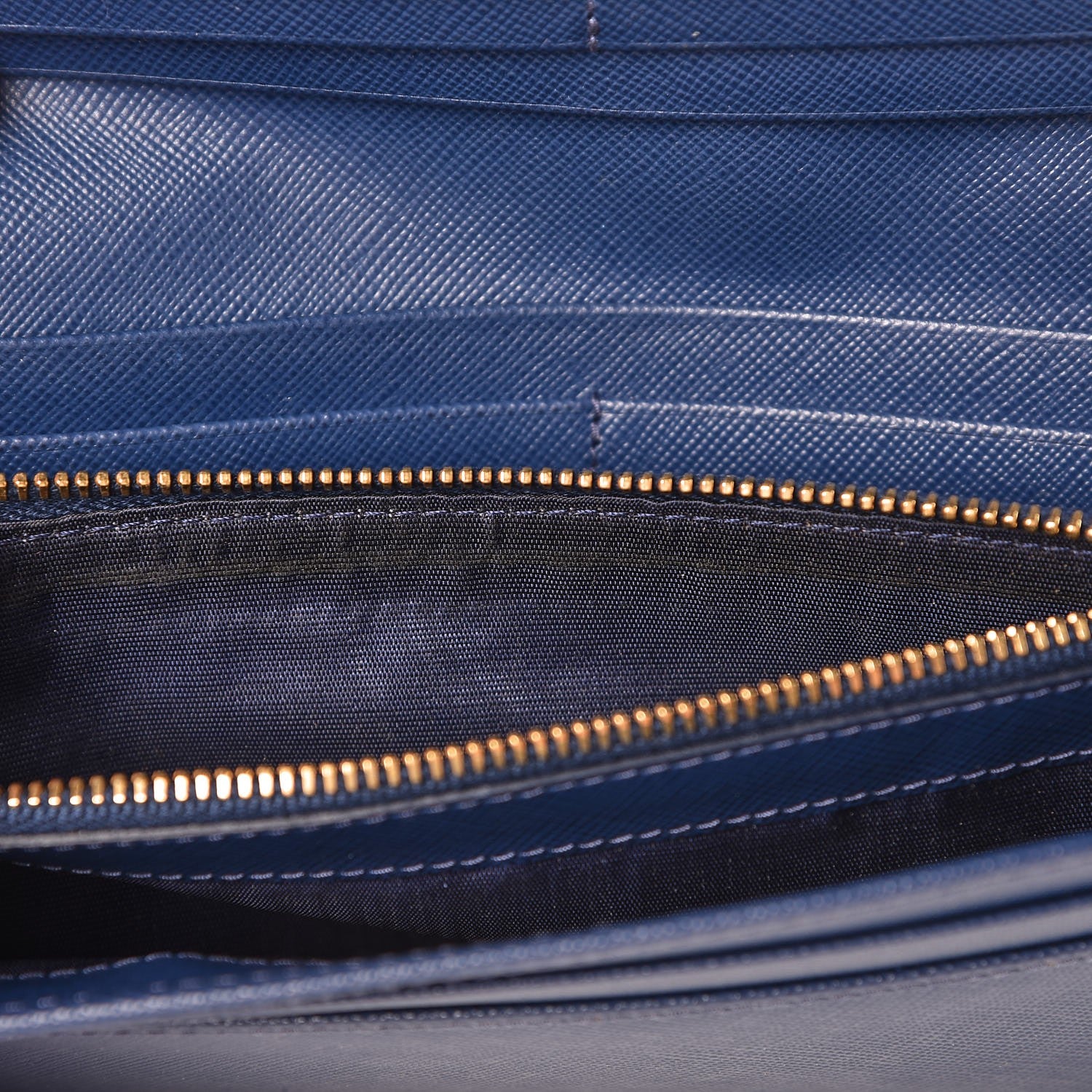 Prada Saffiano Metal Continental Flap Wallet Bleuette 9 of 9