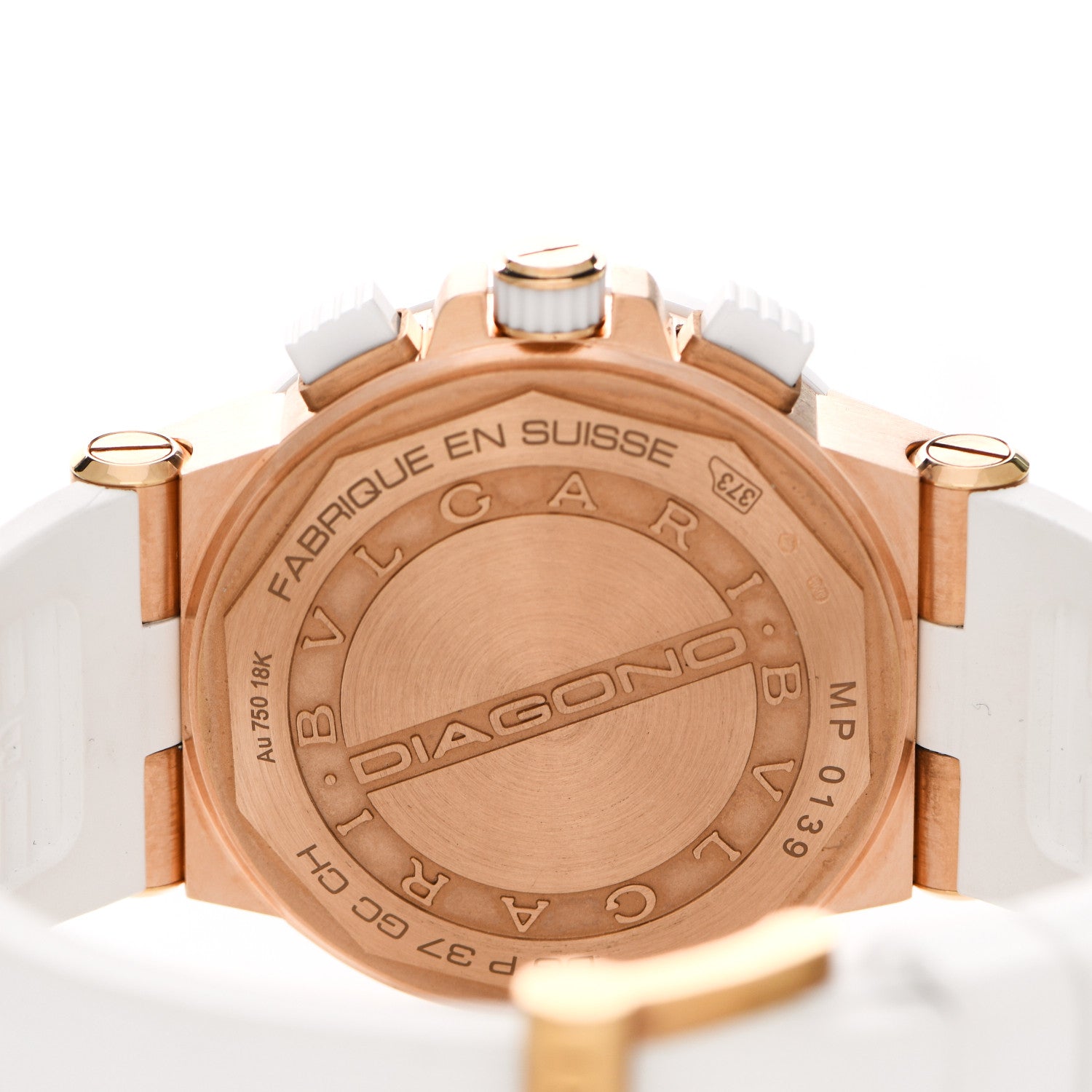 Bulgari Ceramic 18K Rose Gold Diamond Mother of Pearl 37mm Diagono Chronograph Automatic Watch 4 of 7