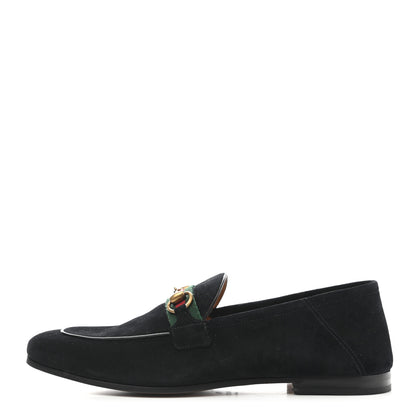 Gucci Suede Web Mens Horsebit Loafers 9 Black 1 of 11