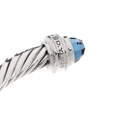 David Yurman Sterling Silver Diamond Hampton Blue Topaz 5mm Cable Classics Bracelet 3 of 3