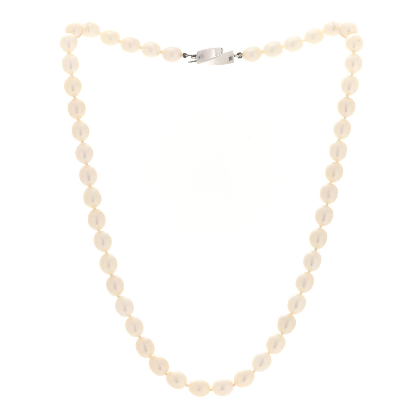 Sterling Silver Pearl Strand Twist Clasp Necklace 16"
