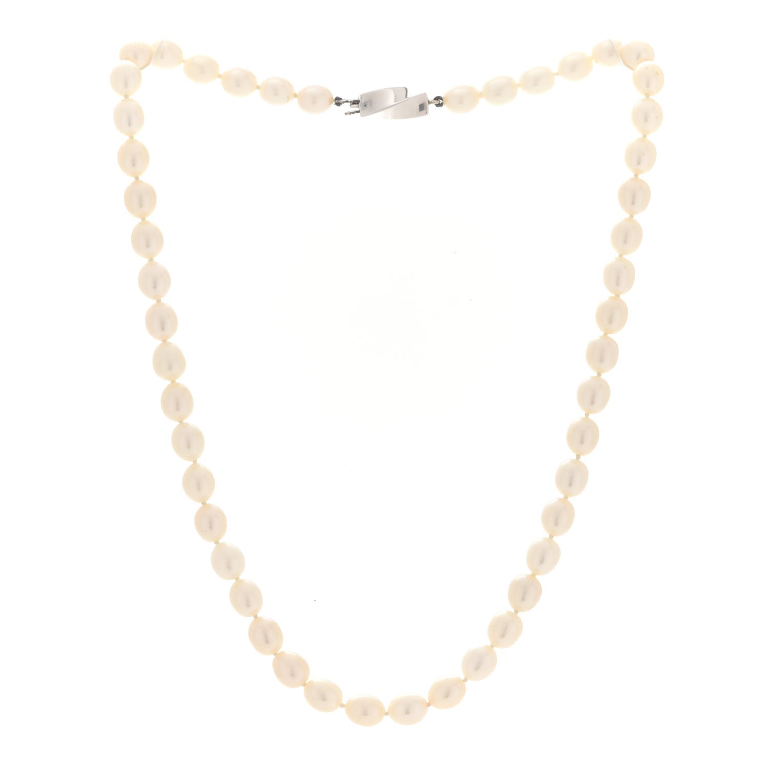 Tiffany Sterling Silver Pearl Strand Twist Clasp Necklace 16" 3 of 6